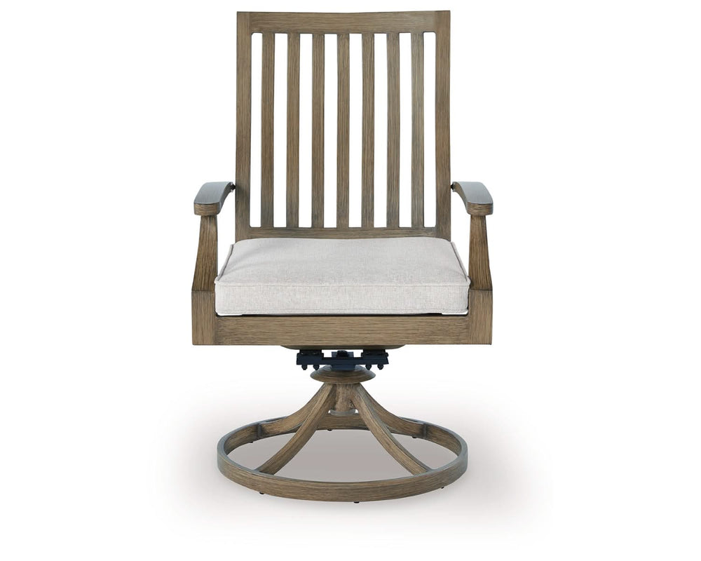 Silla giratoria de exterior Rainier Ranch con cojín (juego de 2)