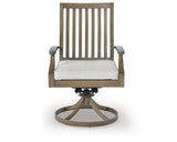 Silla giratoria de exterior Rainier Ranch con cojín (juego de 2)