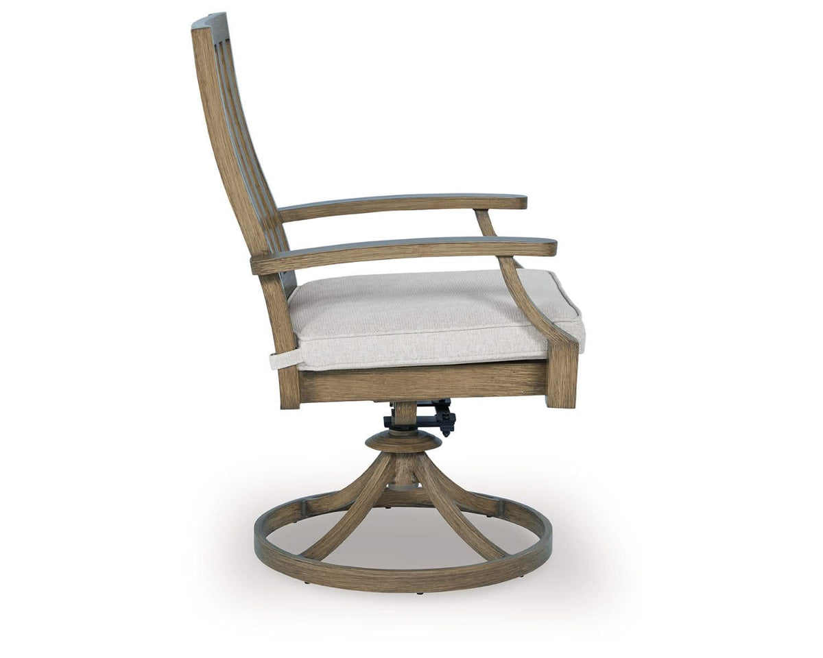 Silla giratoria de exterior Rainier Ranch con cojín (juego de 2)