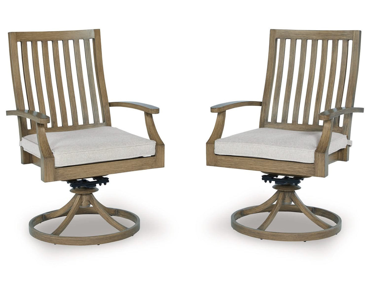 Silla giratoria de exterior Rainier Ranch con cojín (juego de 2)
