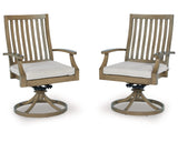 Silla giratoria de exterior Rainier Ranch con cojín (juego de 2)