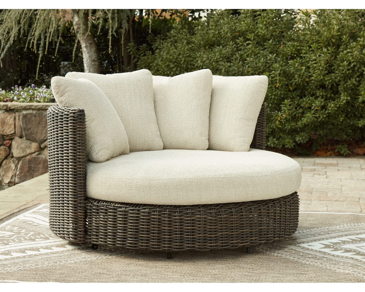 Sillón giratorio de exterior Kimora con cojín