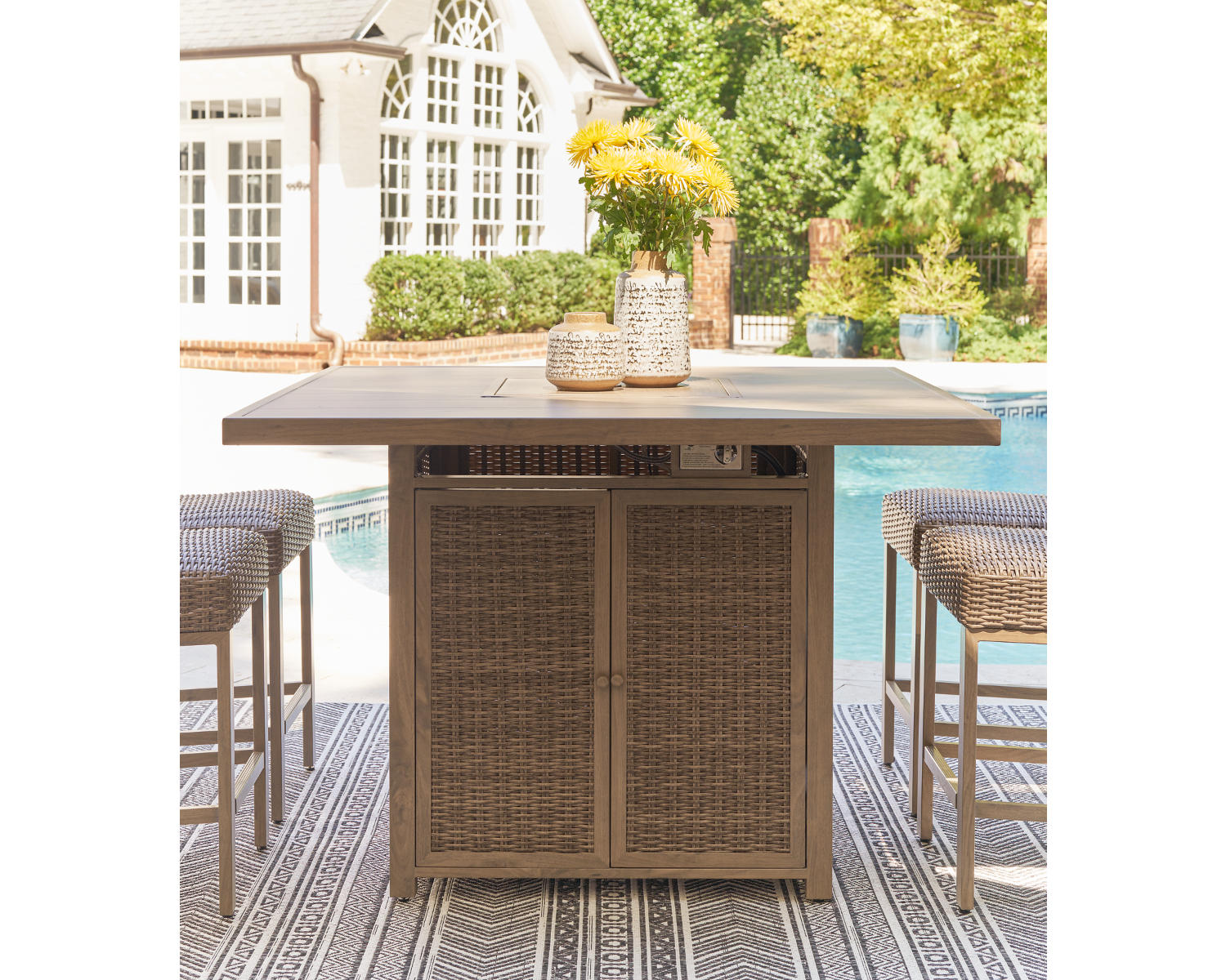 Walton Bridge Outdoor Bar Table with Fire Pit