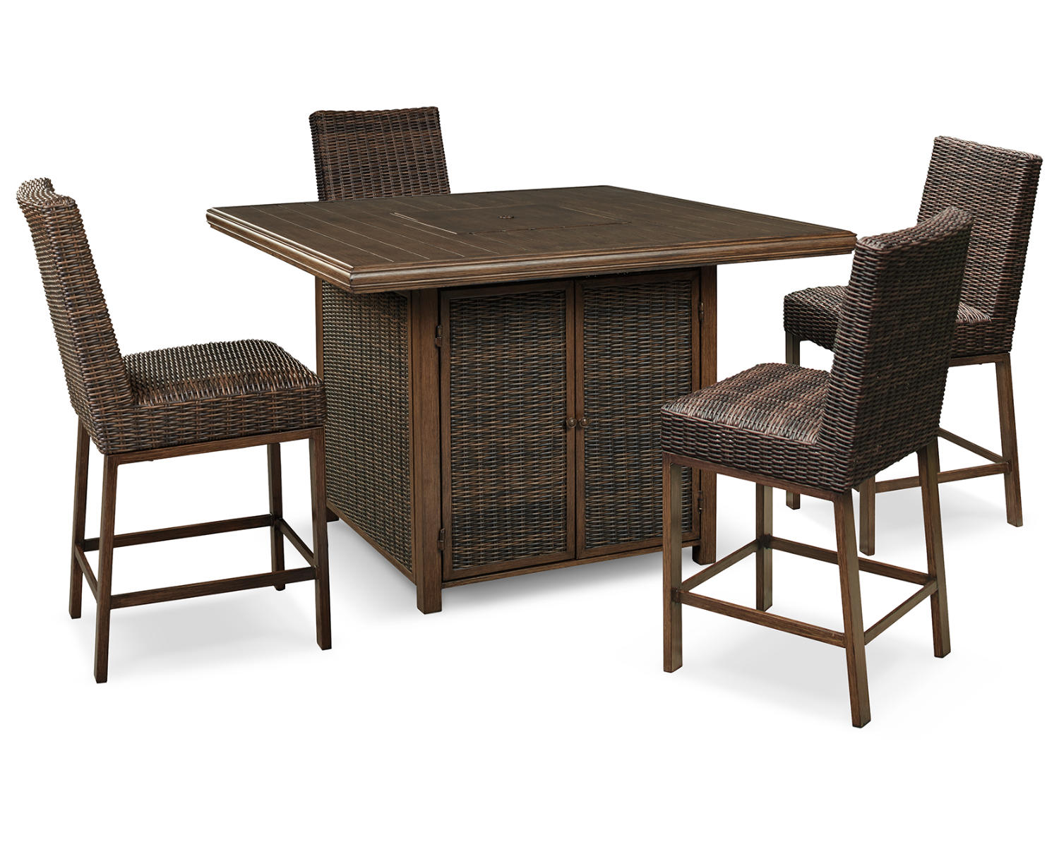 Paradise Trail Outdoor Counter Height Dining Table with 4 Barstools