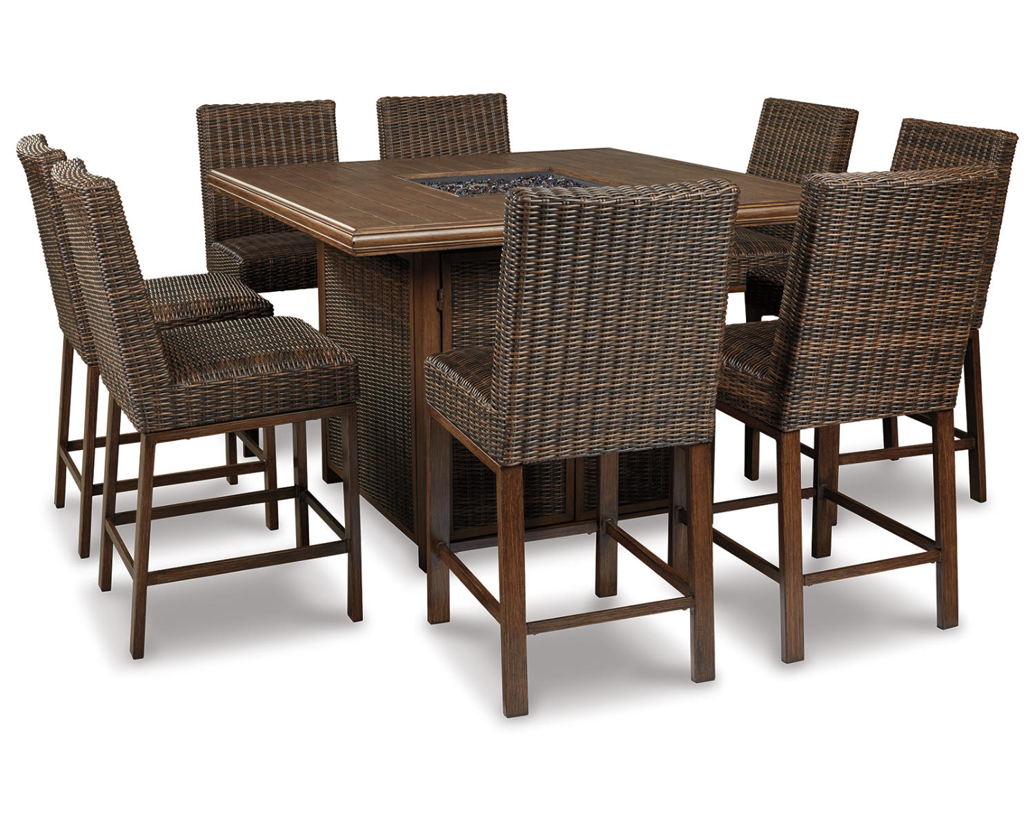 Paradise Trail Outdoor Counter Height Dining Table with 6 Barstools