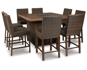 Paradise Trail Outdoor Counter Height Dining Table with 6 Barstools