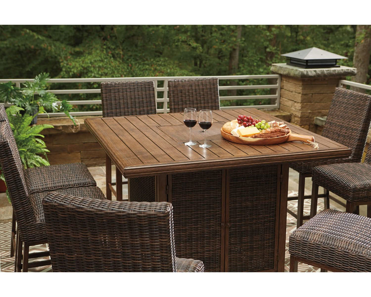 Mesa de comedor exterior Paradise Trail de altura alta con 6 taburetes