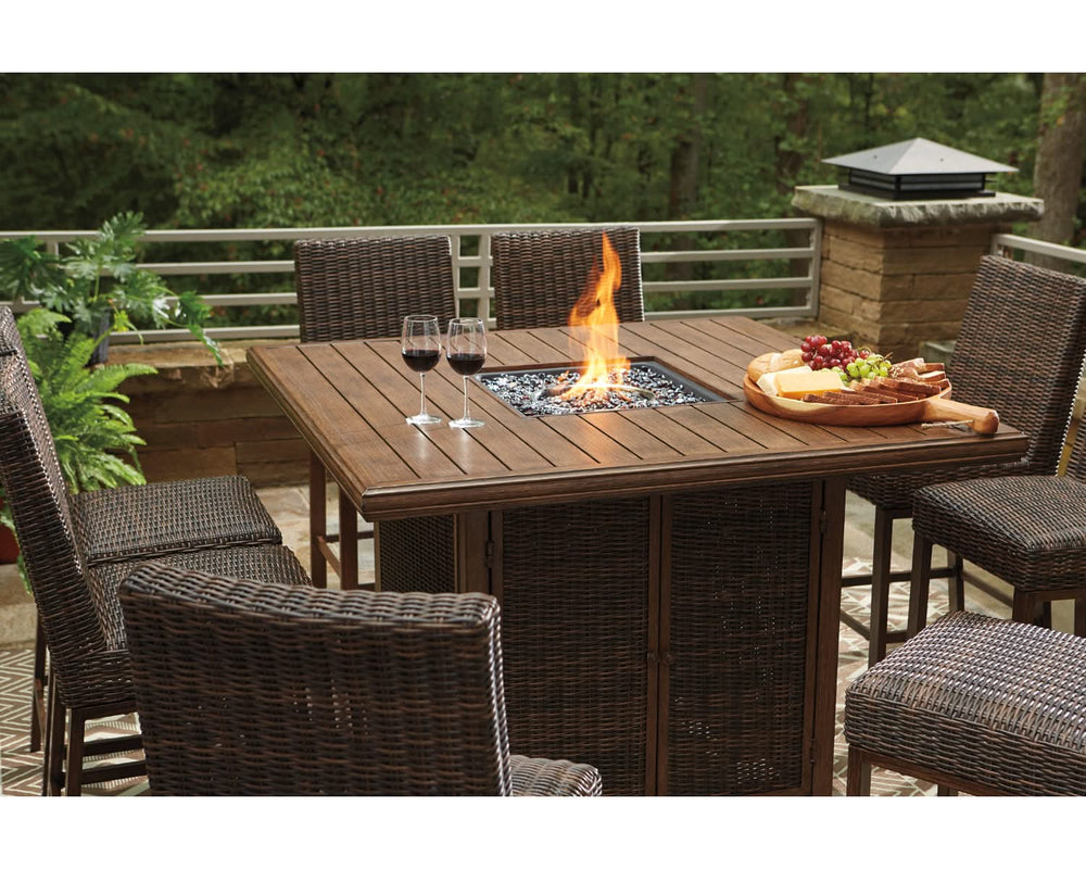Mesa de comedor exterior Paradise Trail de altura alta con 6 taburetes