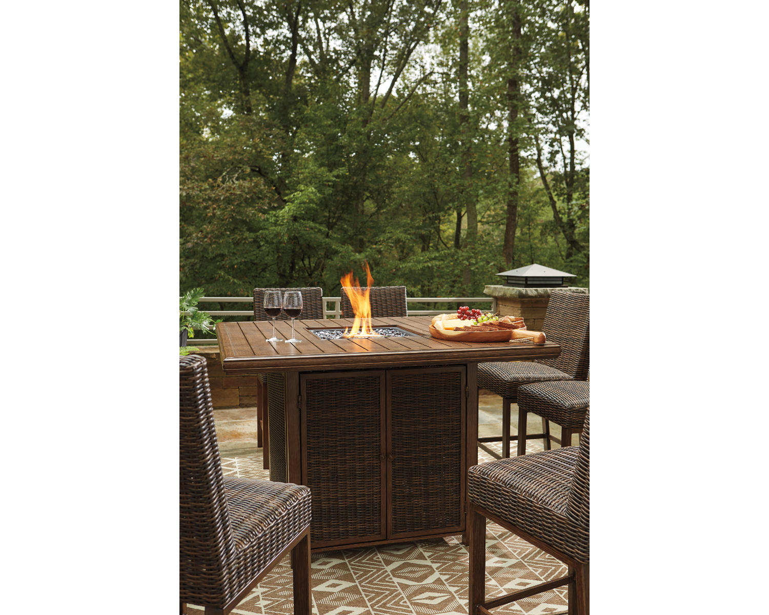Paradise Trail Outdoor Counter Height Dining Table with 6 Barstools