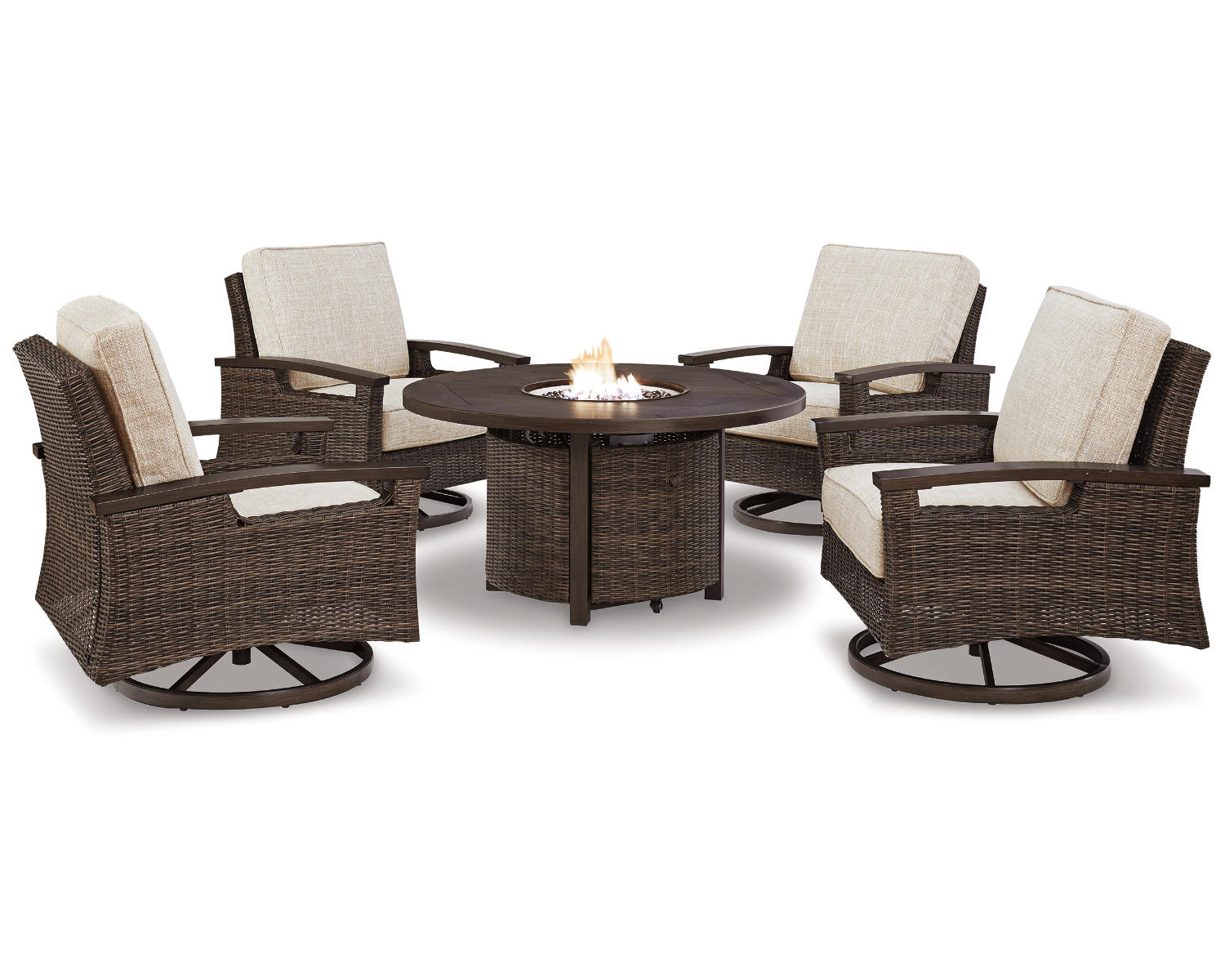 Paradise Trail Outdoor Fire Pit Table with 4 Lounge Chairs