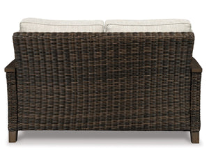Loveseat de exterior Paradise Trail, mesa con fogón y dos sillones