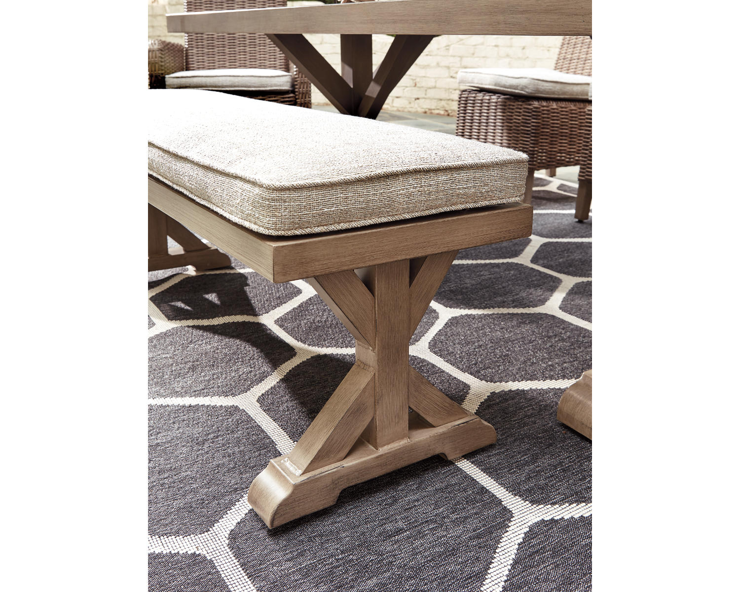 Beachcroft Outdoor Dining Table with 4 Chairs and Bench
