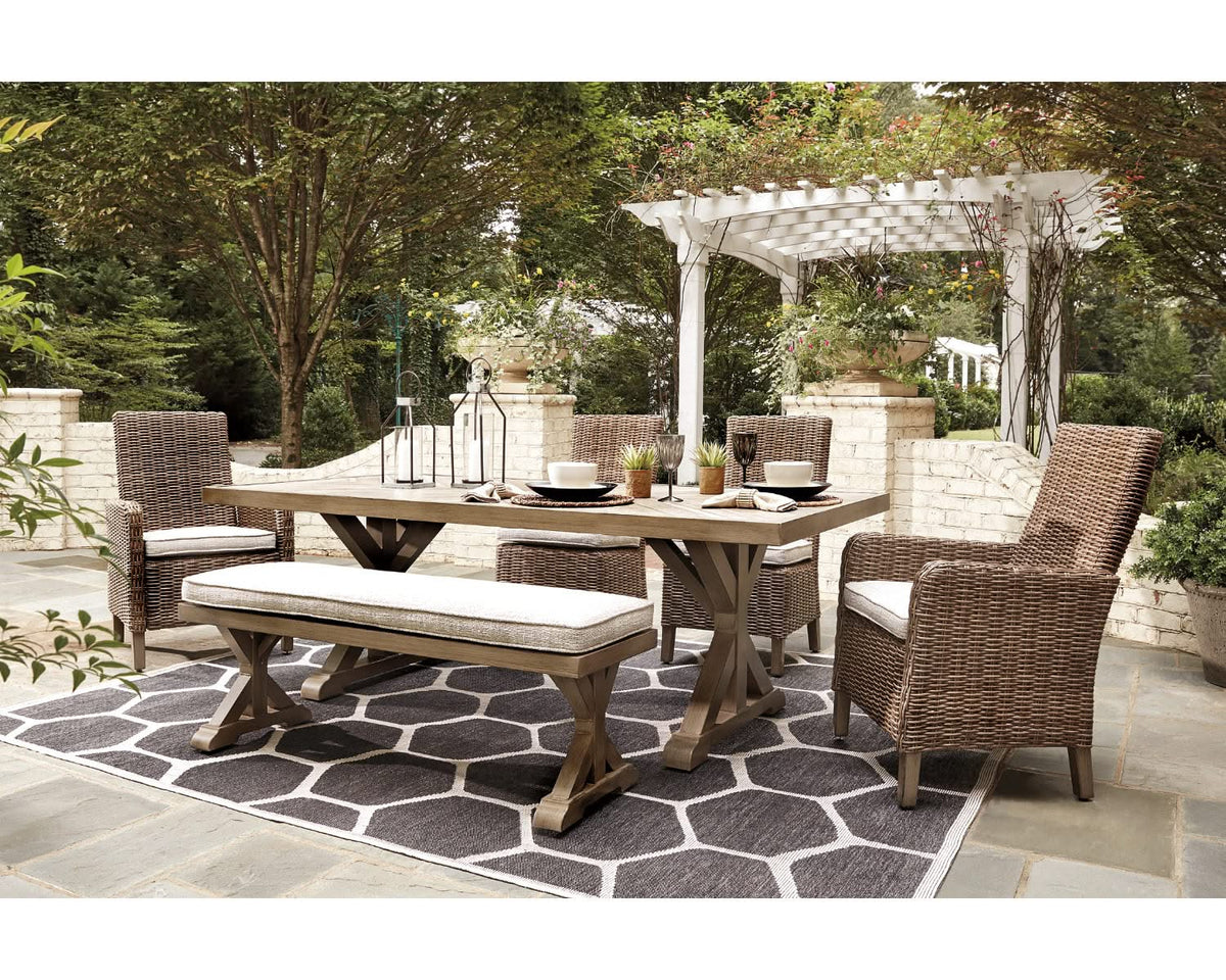 Beachcroft Outdoor Dining Table with 4 Chairs and Bench