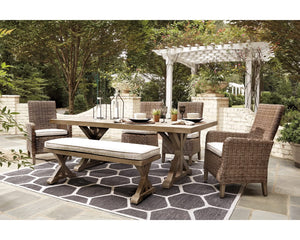 Beachcroft Outdoor Dining Table with 4 Chairs and Bench