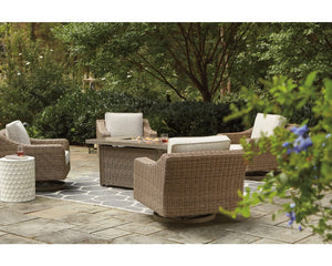 Mesa para fogata de exterior Beachcroft de 5 piezas con 4 sillas