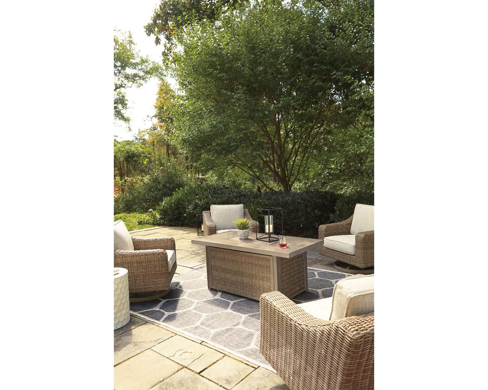 Mesa para fogata de exterior Beachcroft de 5 piezas con 4 sillas