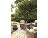 Mesa para fogata de exterior Beachcroft de 5 piezas con 4 sillas