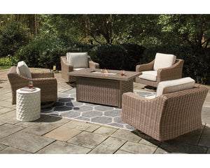Mesa para fogata de exterior Beachcroft de 5 piezas con 4 sillas