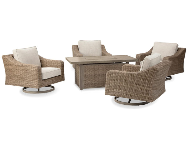 Mesa para fogata de exterior Beachcroft de 5 piezas con 4 sillas