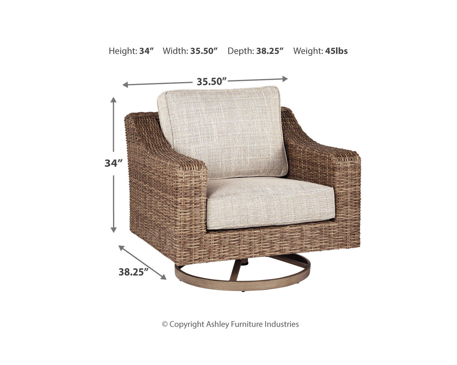 Beachcroft Outdoor Swivel Lounge with Cushion