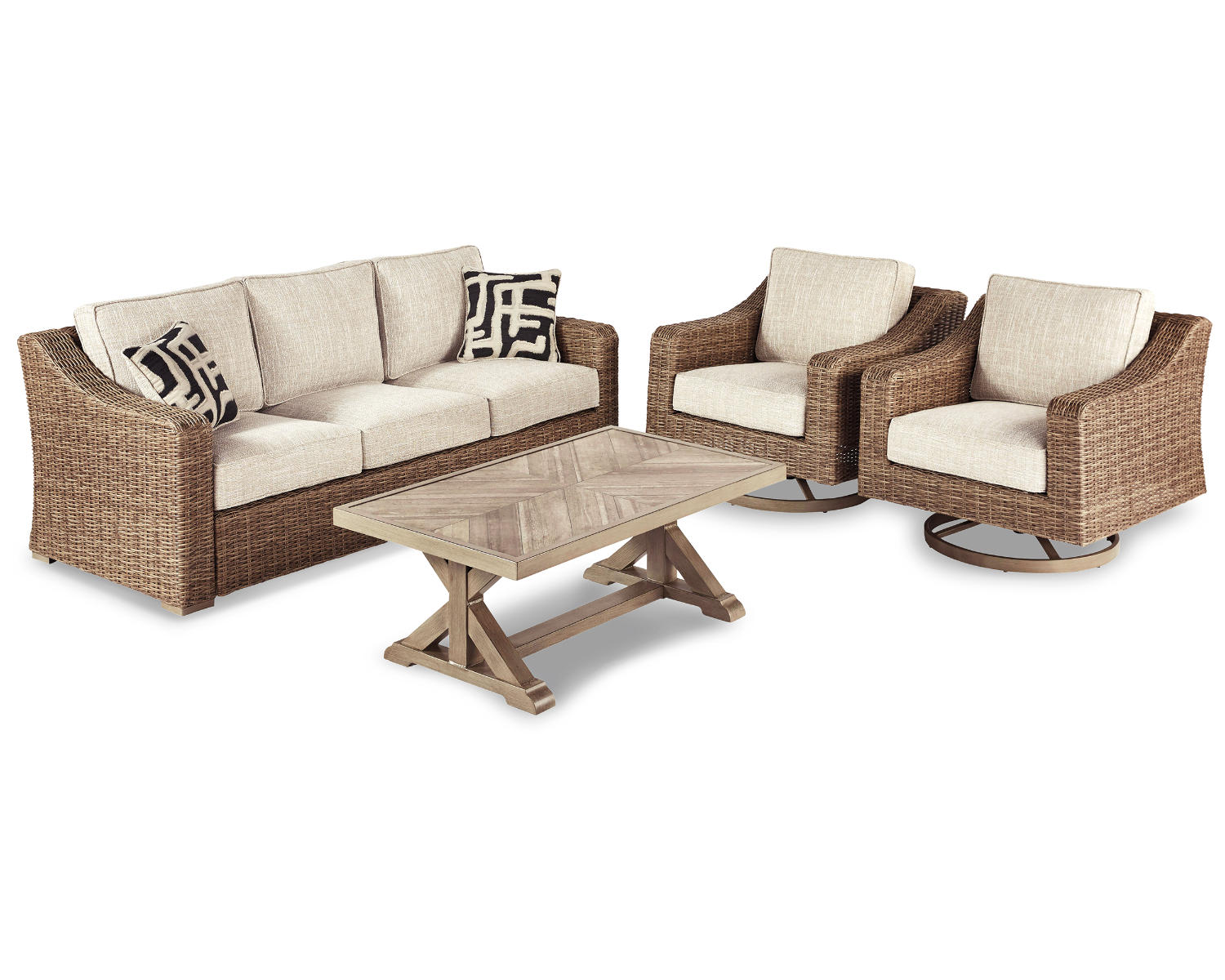 Beachcroft Outdoor Sofa with Coffee Table and 2 End Tables