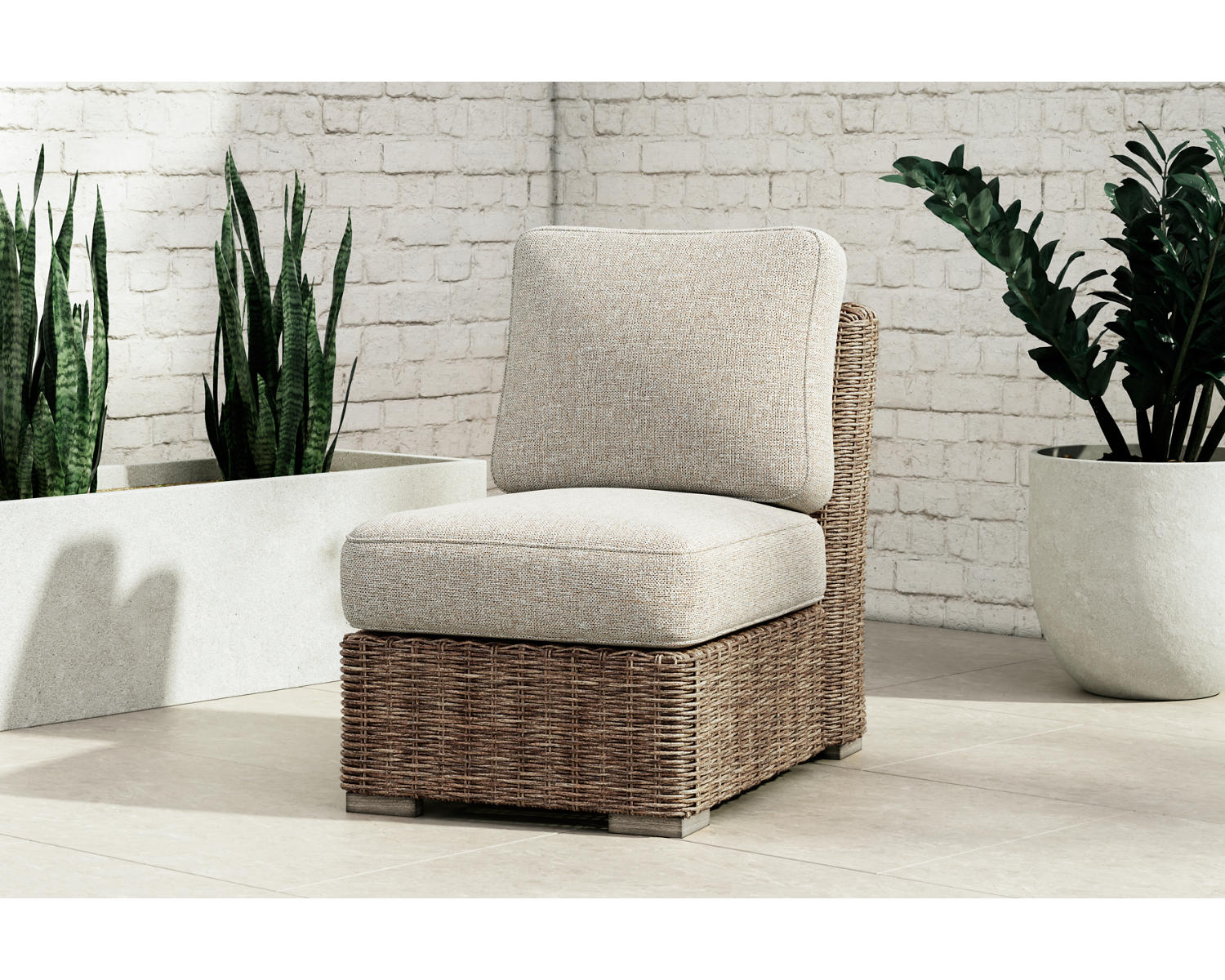 Beachcroft 4-Piece Outdoor Sectional, 2 Arm Chairs, Lounge Chair and Bench