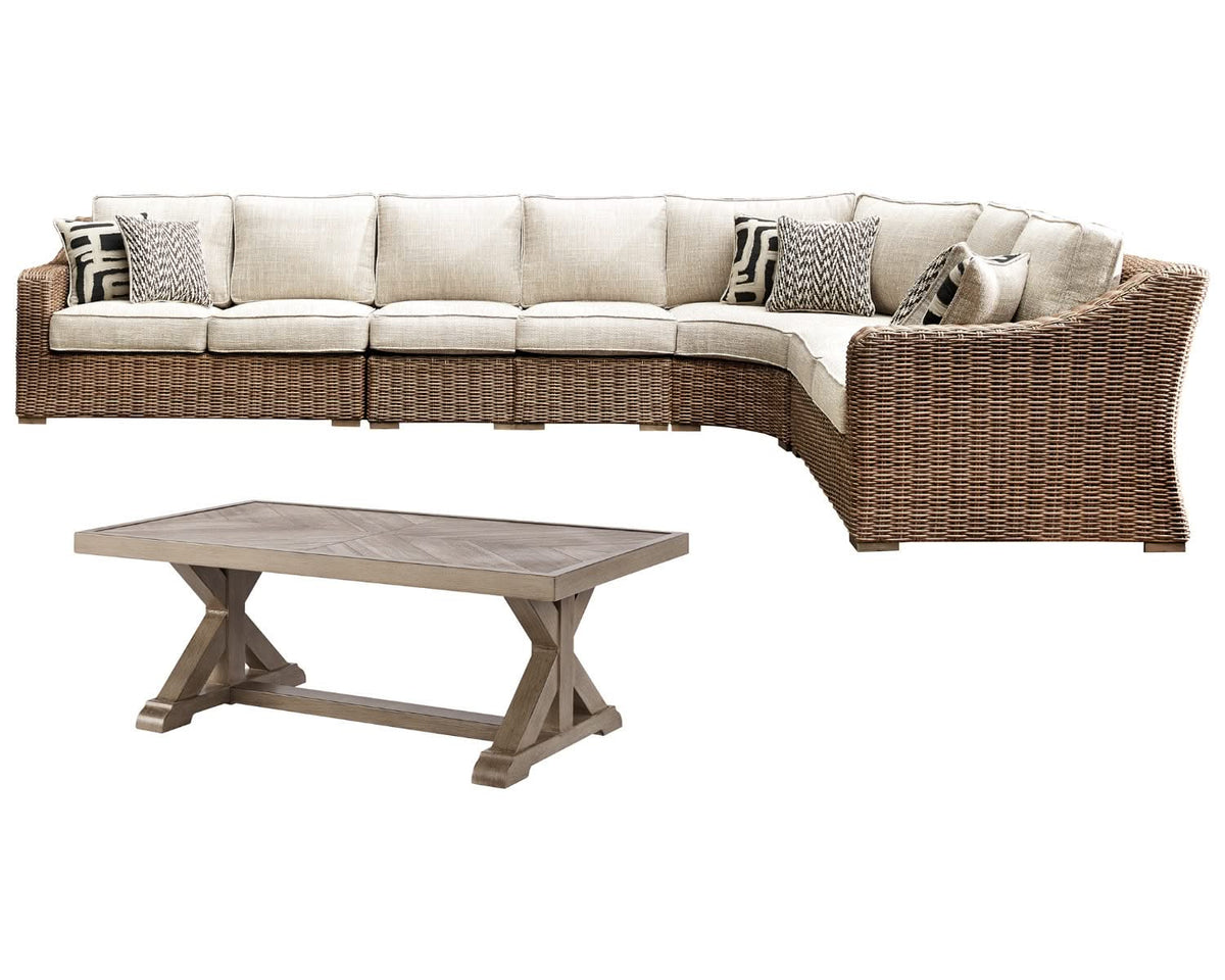 Beachcroft 3-Piece Outdoor Sectional with Coffee Table and 2 End Tables