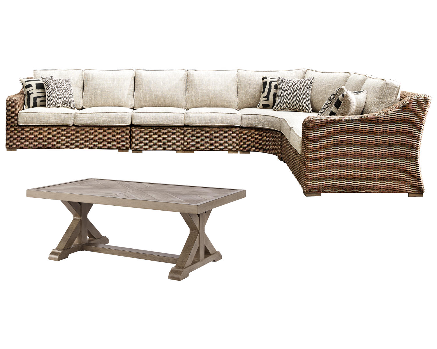Beachcroft 3-Piece Outdoor Sectional with Coffee Table and 2 End Tables
