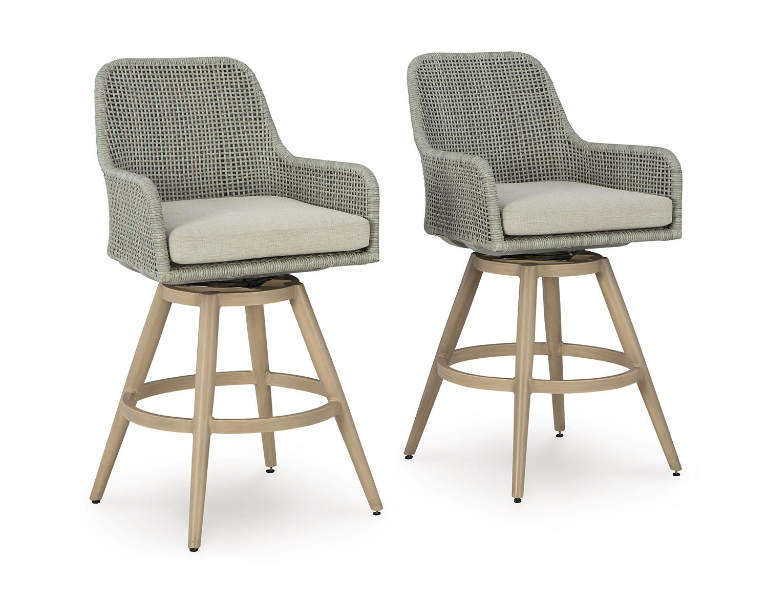 Seton Creek Outdoor Bar Height Barstool with Cushion (Set of 2)