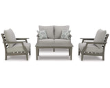 Loveseat de exterior Visola, 2 sillones y mesa de centro