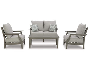 Loveseat de exterior Visola, 2 sillones y mesa de centro