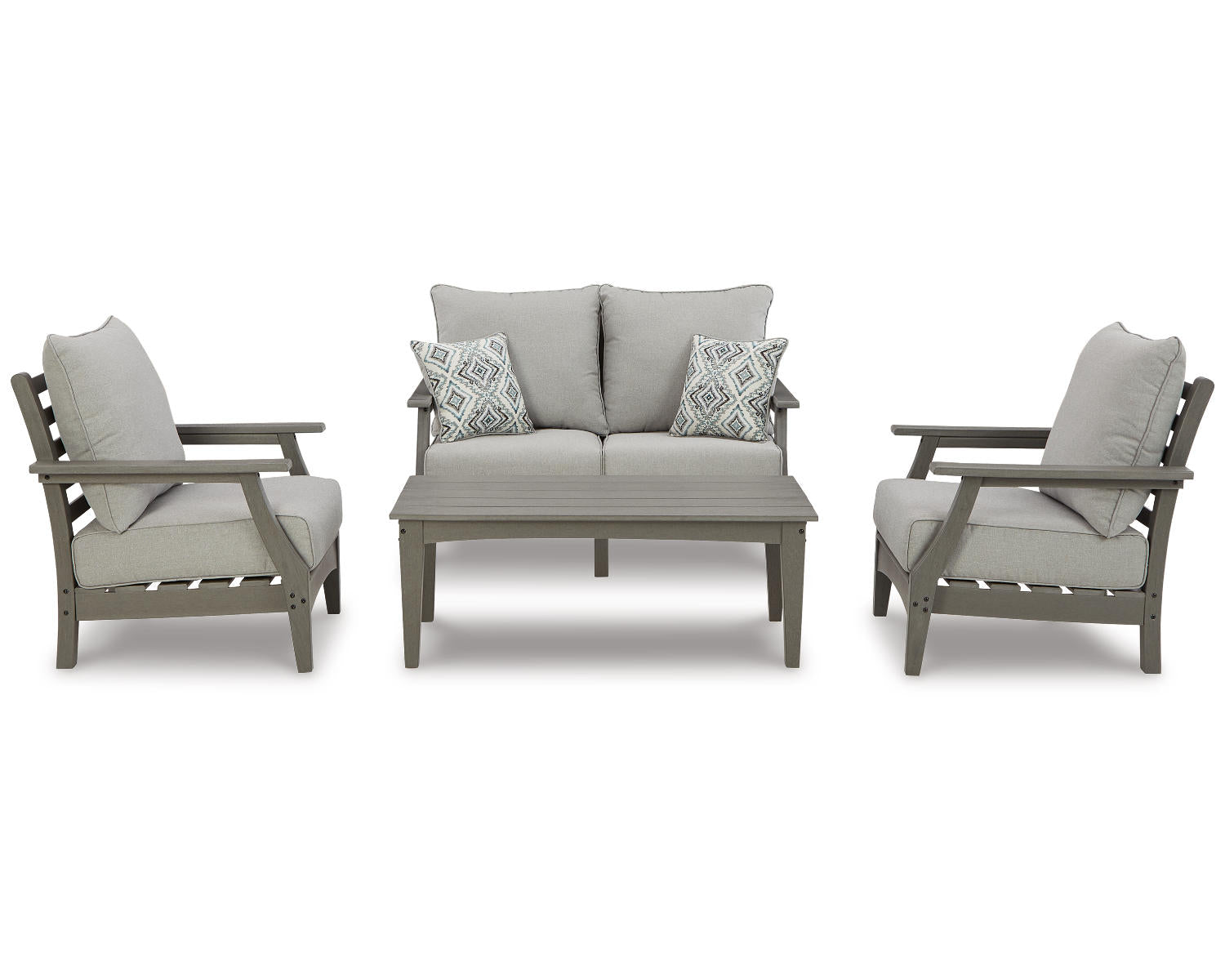 Visola Outdoor Loveseat, 2 Lounge Chairs and Coffee Table