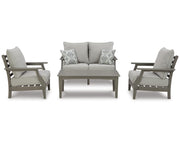 Visola Outdoor Loveseat, 2 Lounge Chairs and Coffee Table