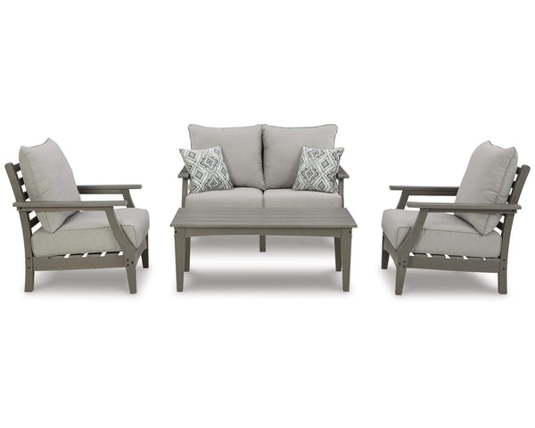 Loveseat de exterior Visola, 2 sillones y mesa de centro
