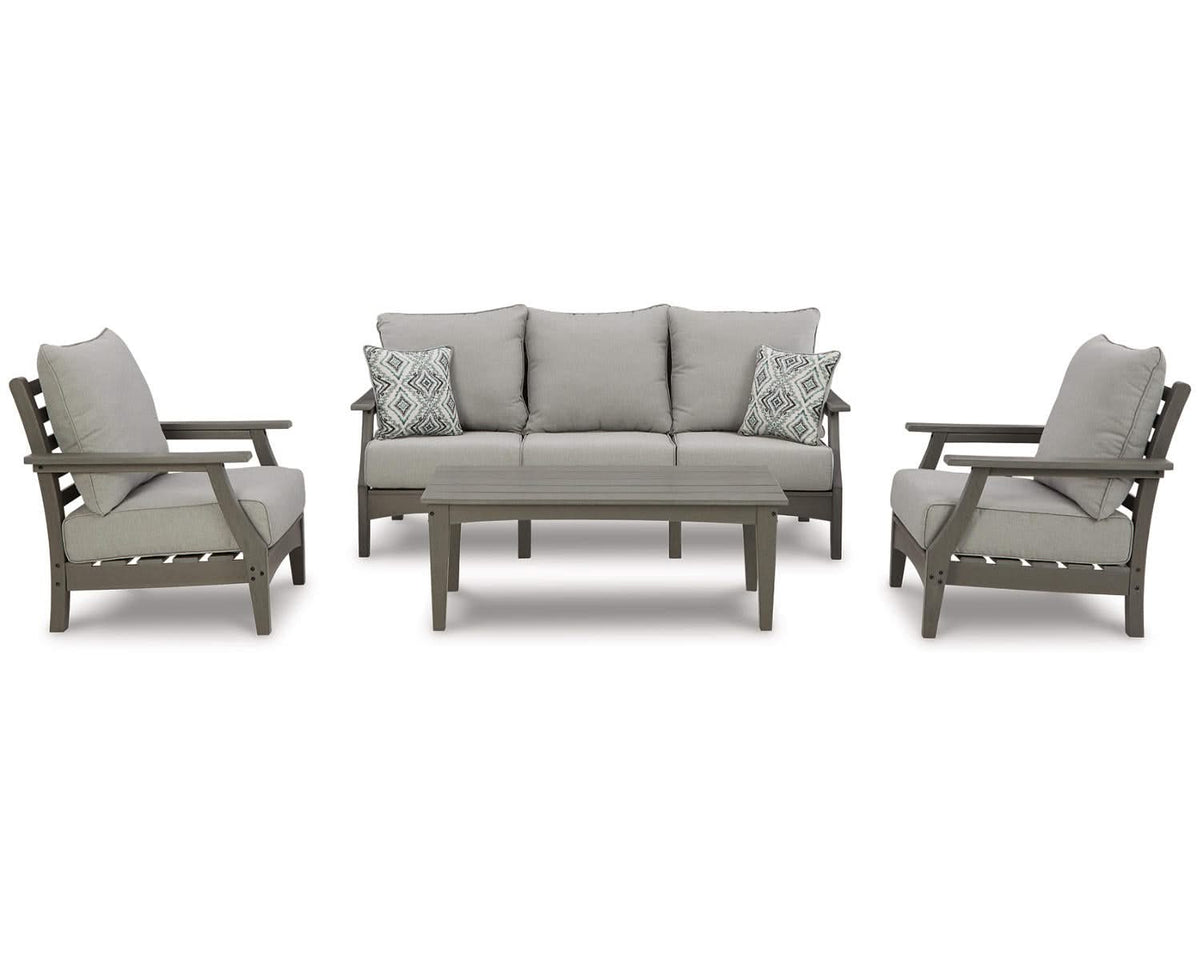 Sofá de exterior Visola, 2 sillones y mesa de centro