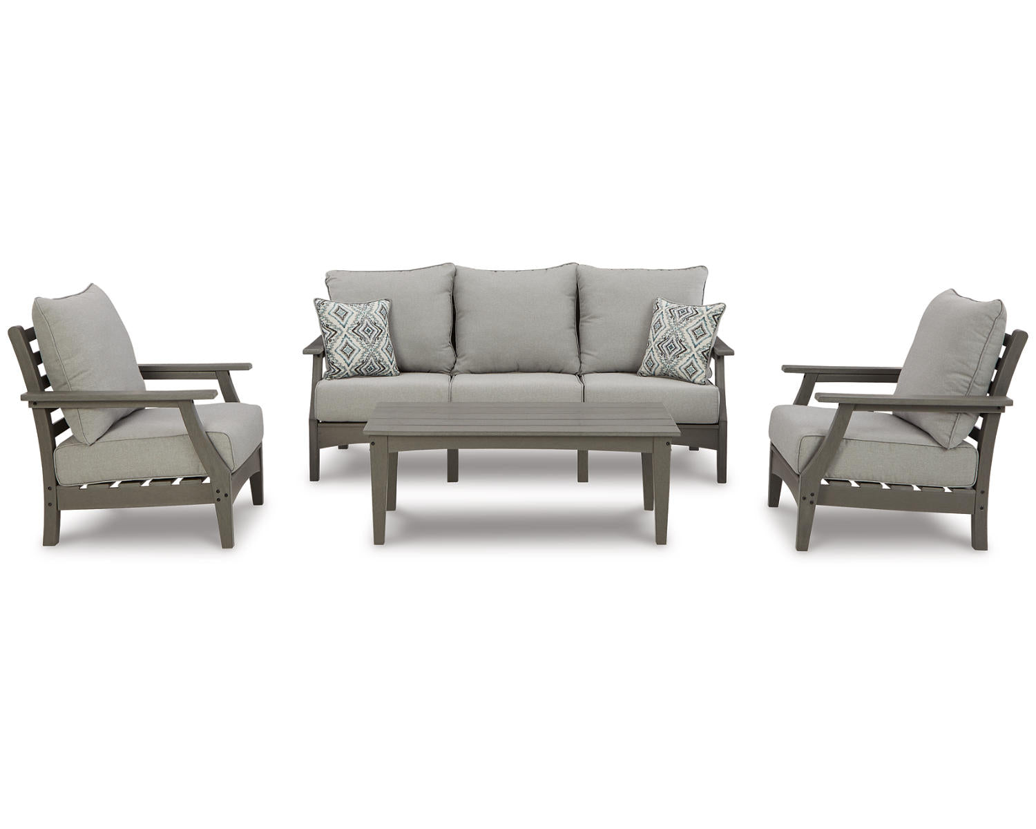 Visola Outdoor Sofa, 2 Lounge Chairs and Coffee Table
