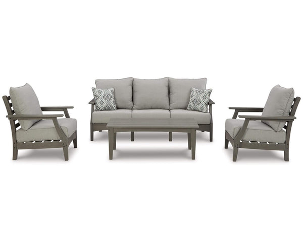 Sofá de exterior Visola, 2 sillones y mesa de centro
