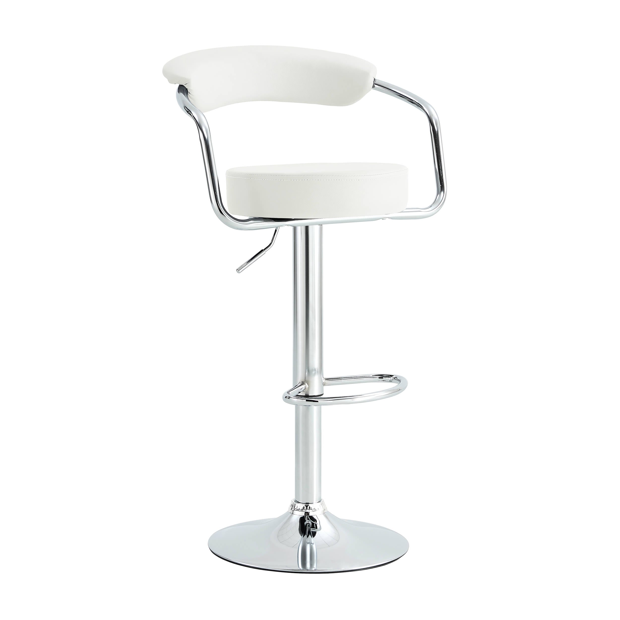 Radiance Rise Chrome BarSet of Two Stools // White