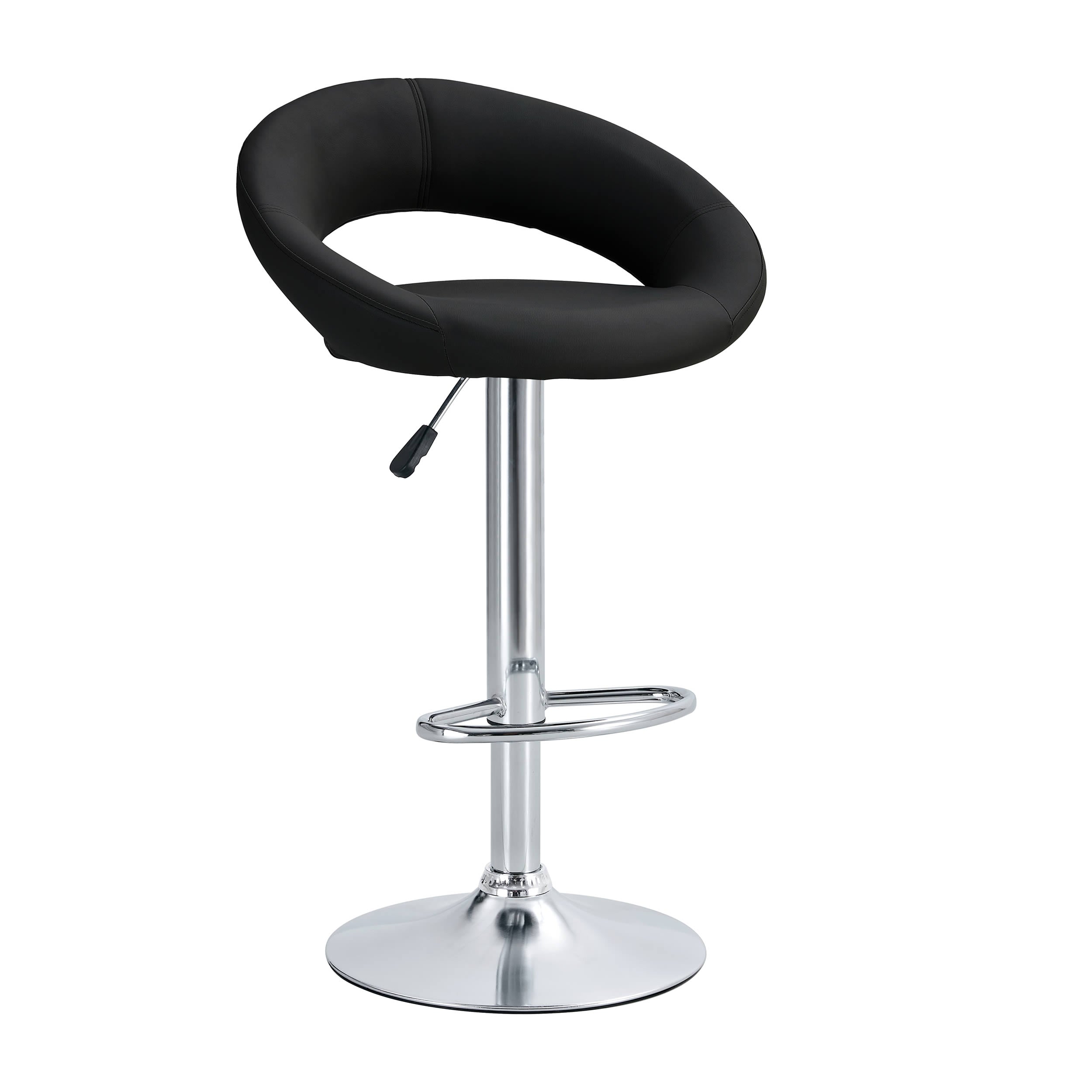 Opulent Orbit Chrome Swivel Set of Two Set of Two Stools // Black