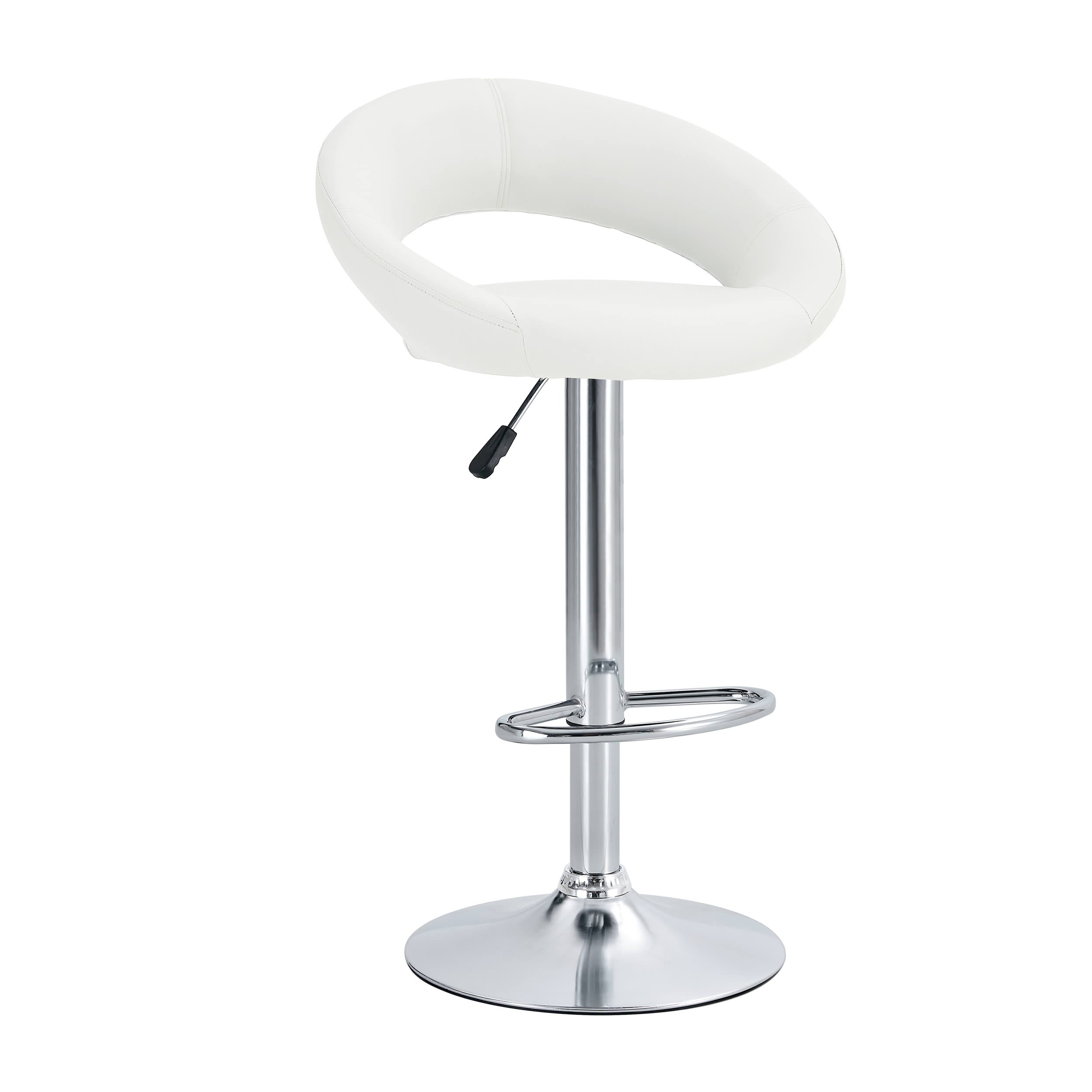 Opulent Orbit Chrome Swivel Set of Two Set of Two Stools // White