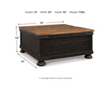 Mesa de centro Valebeck con tapa elevable