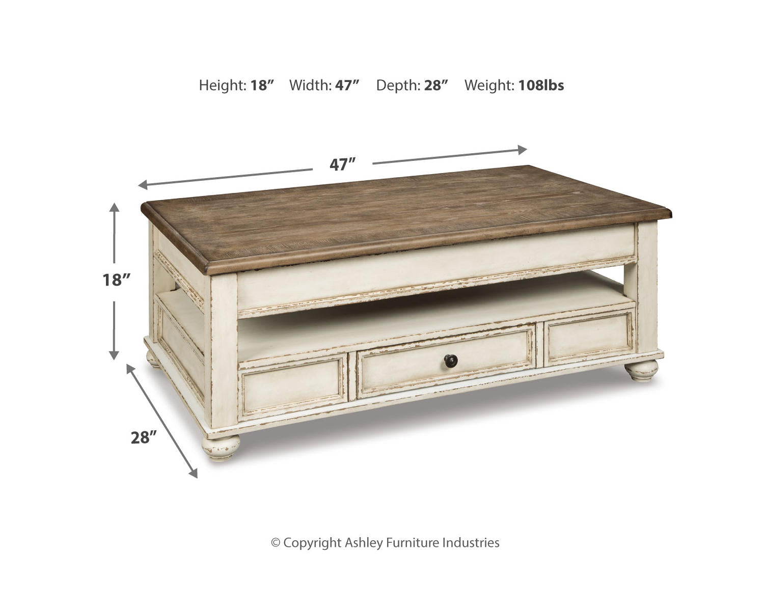 Realyn Coffee Table and 2 Chairside End Tables
