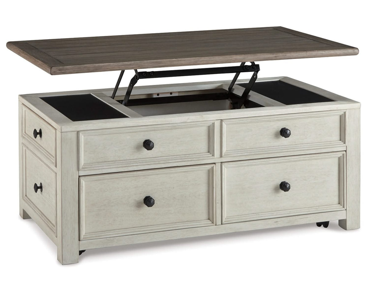 Mesa de centro Bolanburg con mesa auxiliar y mesa auxiliar junto a la silla