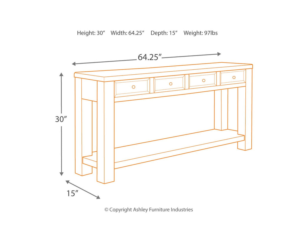 Gavelston Sofa/Console Table