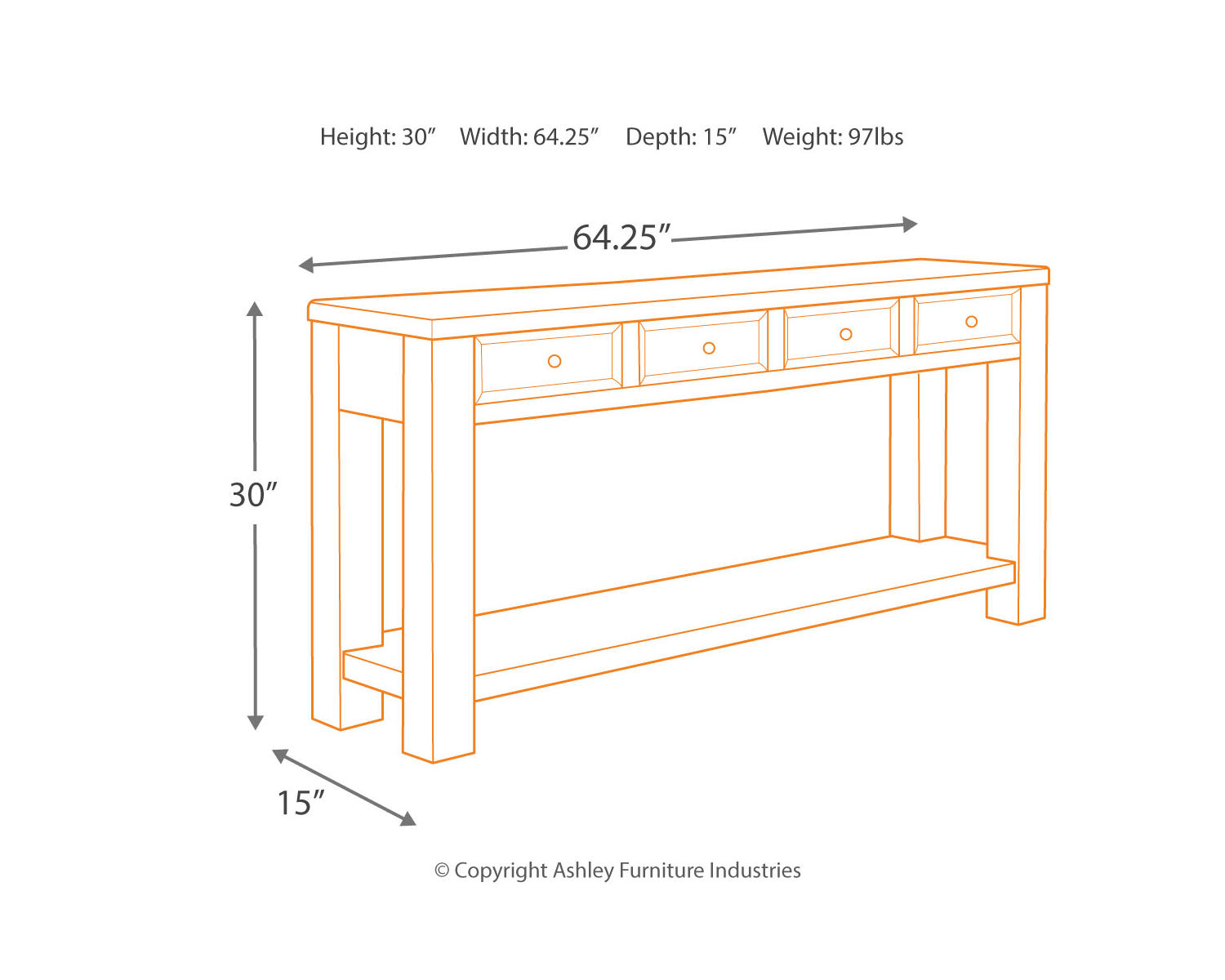 Gavelston Sofa/Console Table