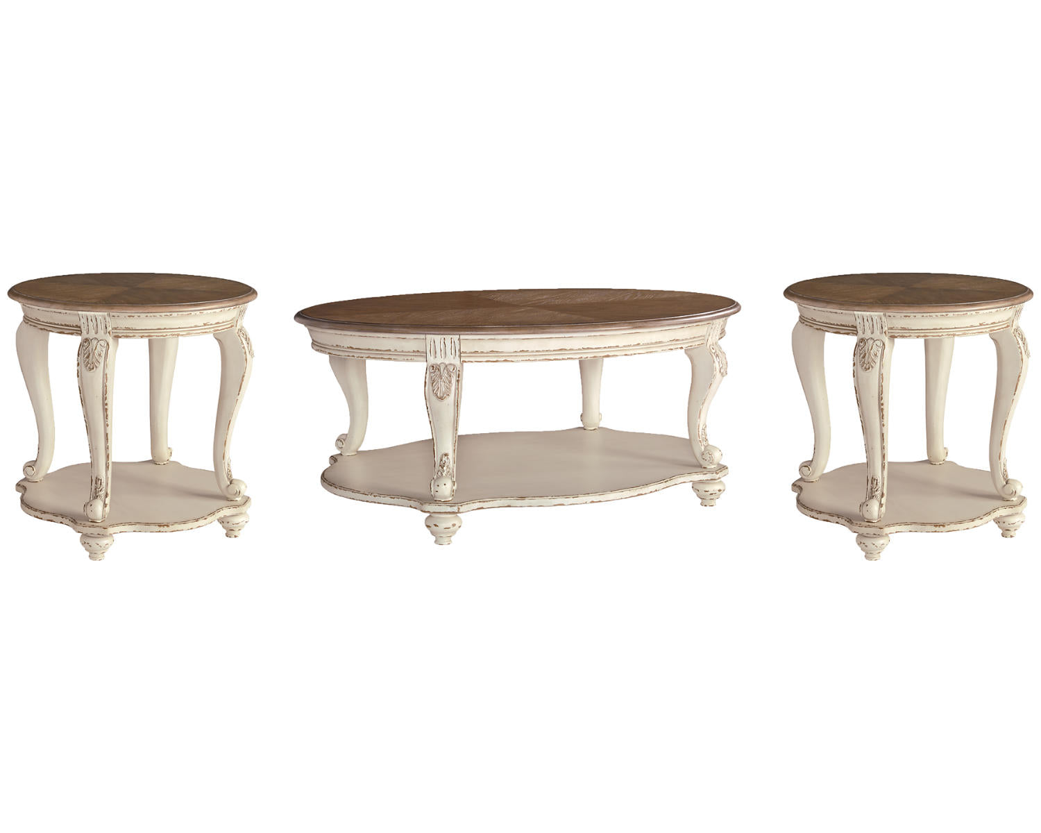 Realyn Coffee Table and 2 End Tables