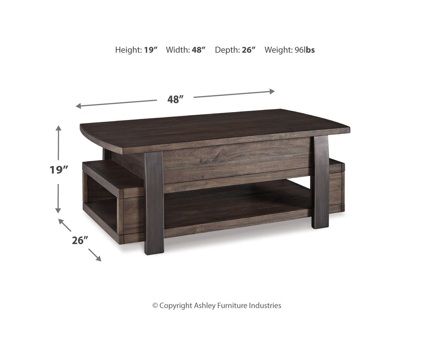 Vailbry Coffee Table with Lift Top