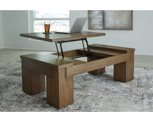 Mesa de centro elevable Rosswain y dos mesas auxiliares