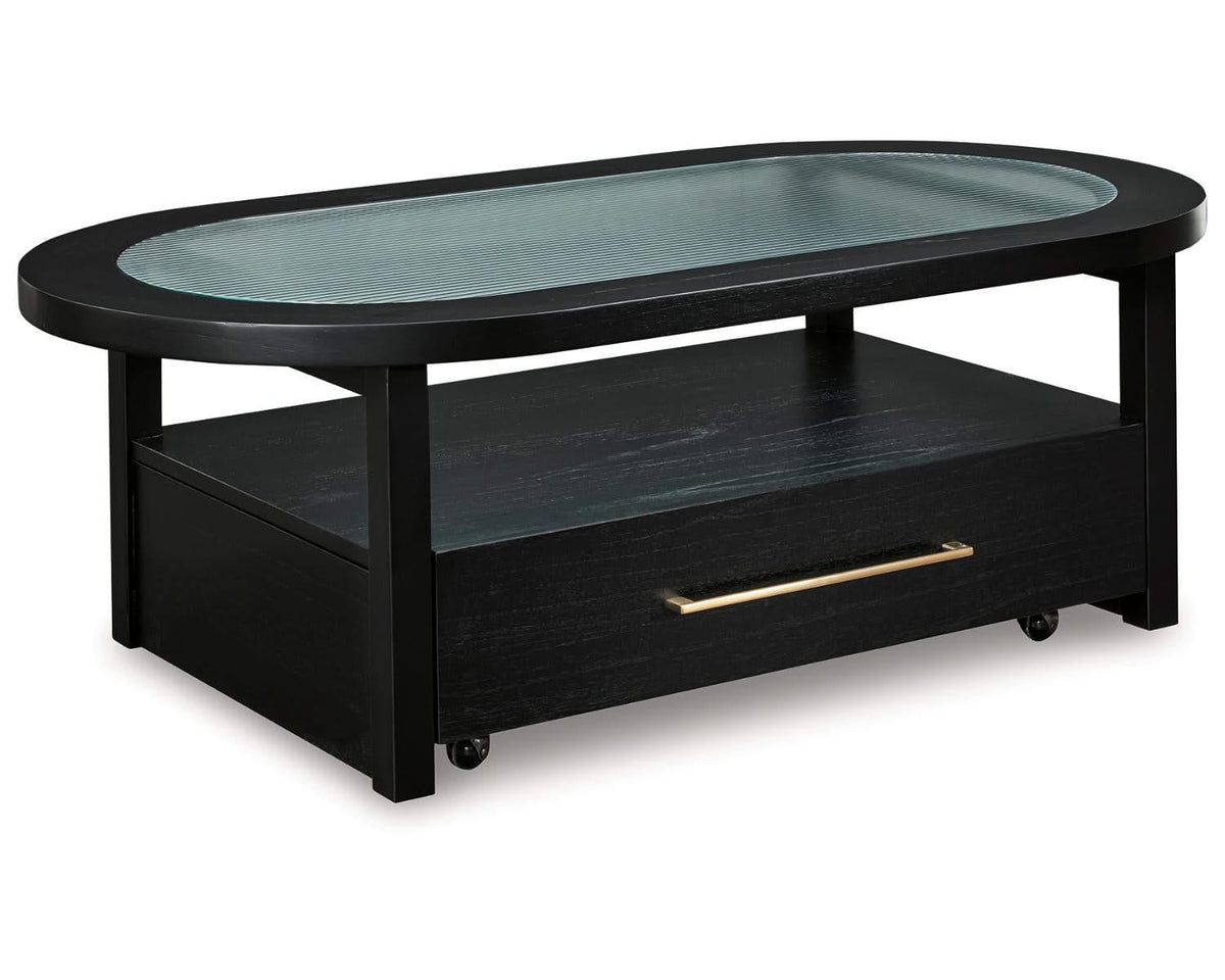 Mesa de centro Winbardi y dos mesas auxiliares junto a la silla