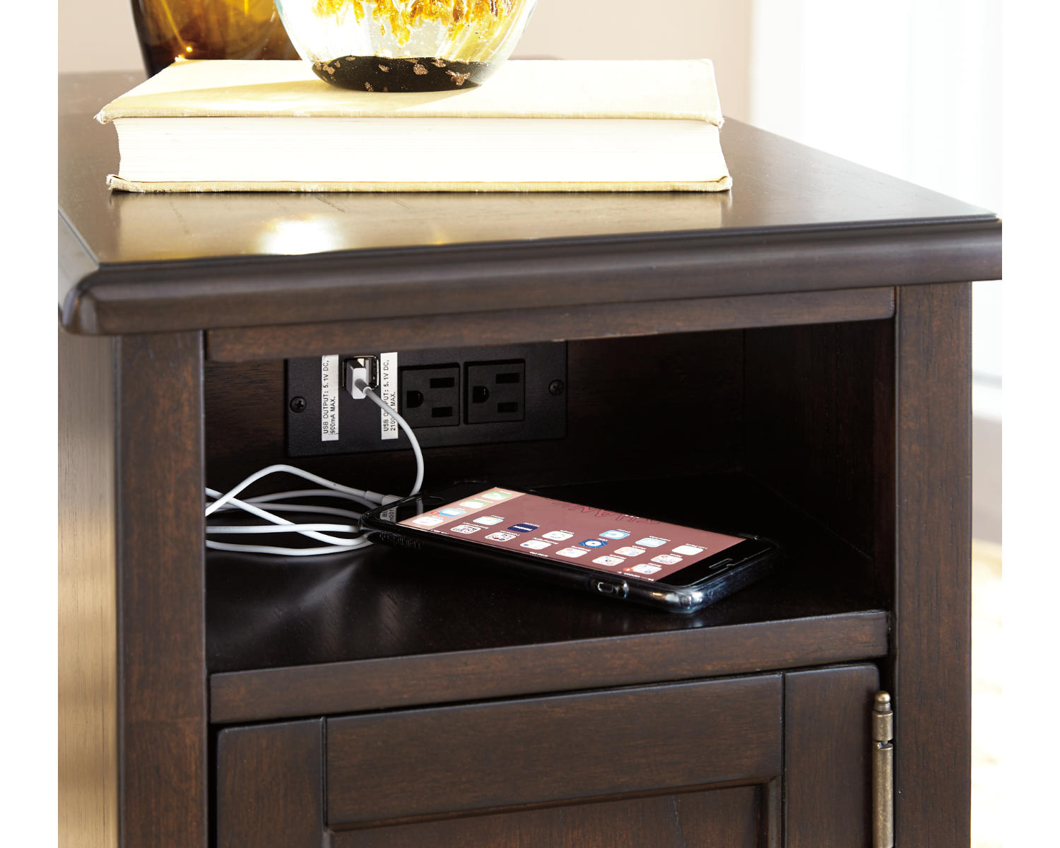 Barilanni Chairside End Table with USB Ports & Outlets